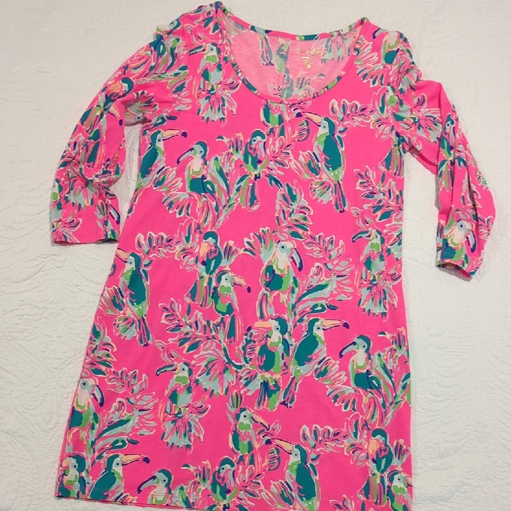 Lilly Pulitzer Pink and Green Long Sleeve Dress